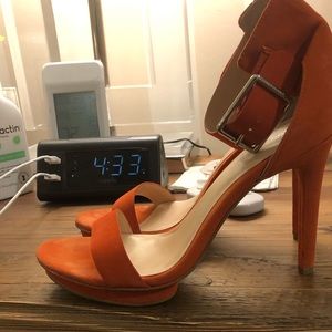 Tangerine suede Calvin Klein stilettos!